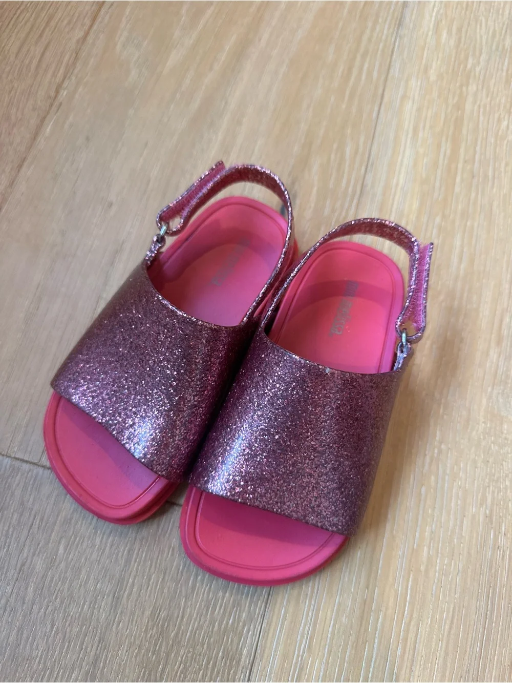 ✨ Mini Melissa Beach Slide Sandal | Kids | Pink Glitter | Jelly